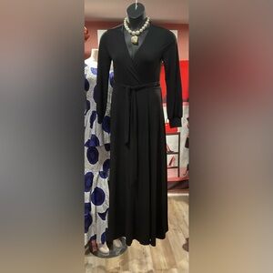 Chic Black Long Sleeve Wrap Dress